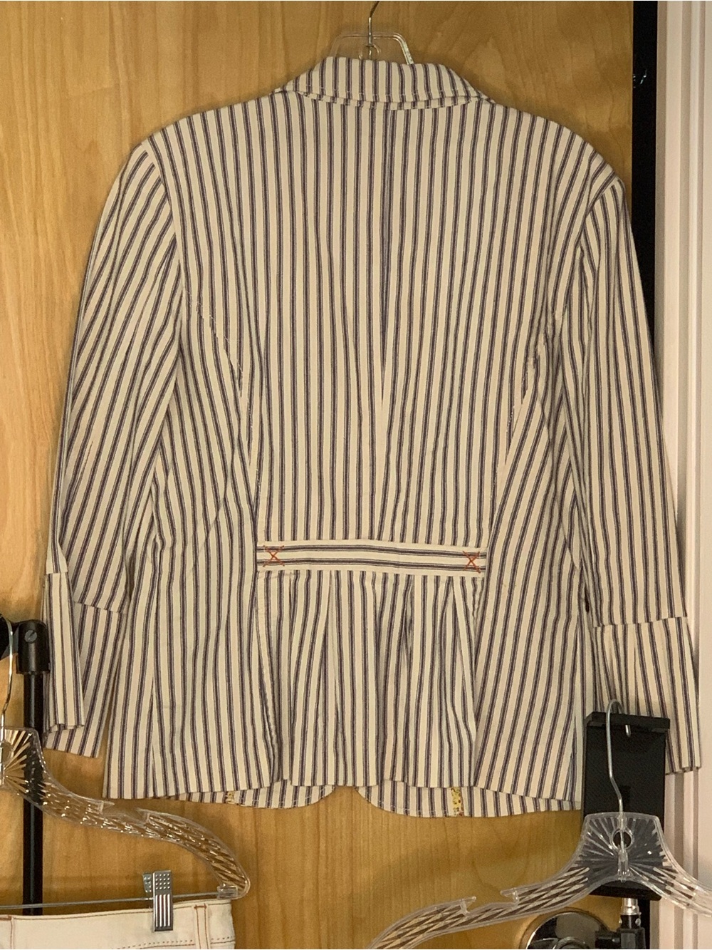Cabi Size 8 Capsule: Striped Blazer with Boot Cut Jeans in White & Dark Denim - Picture 13 of 15